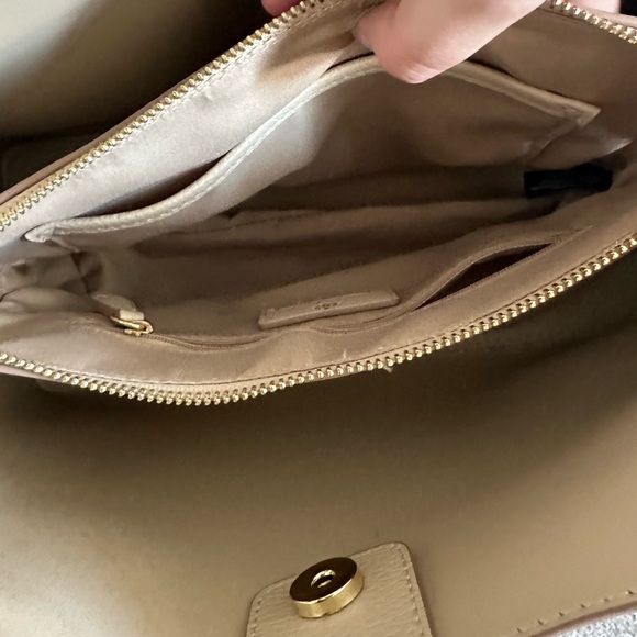 Nanette Lepore Tan Sybil Braided Handle Shoulder Bag Multiple Pockets EUC - Picture 6 of 12